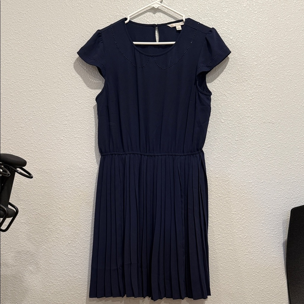 LC Lauren Conrad Navy Blue pleated Dress
